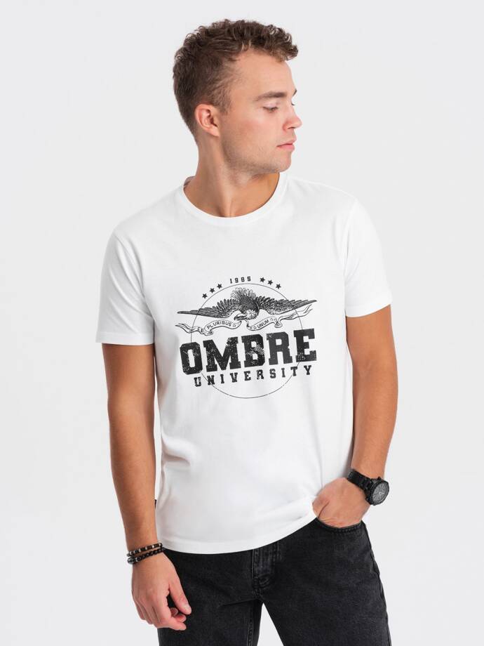 Men's cotton t-shirt with military print - white V3 OM-TSPT-0164