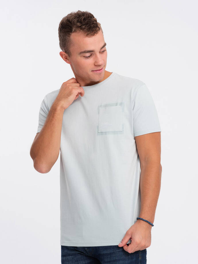 Men's cotton t-shirt with pocket - light grey V10 OM-TSPT-0154