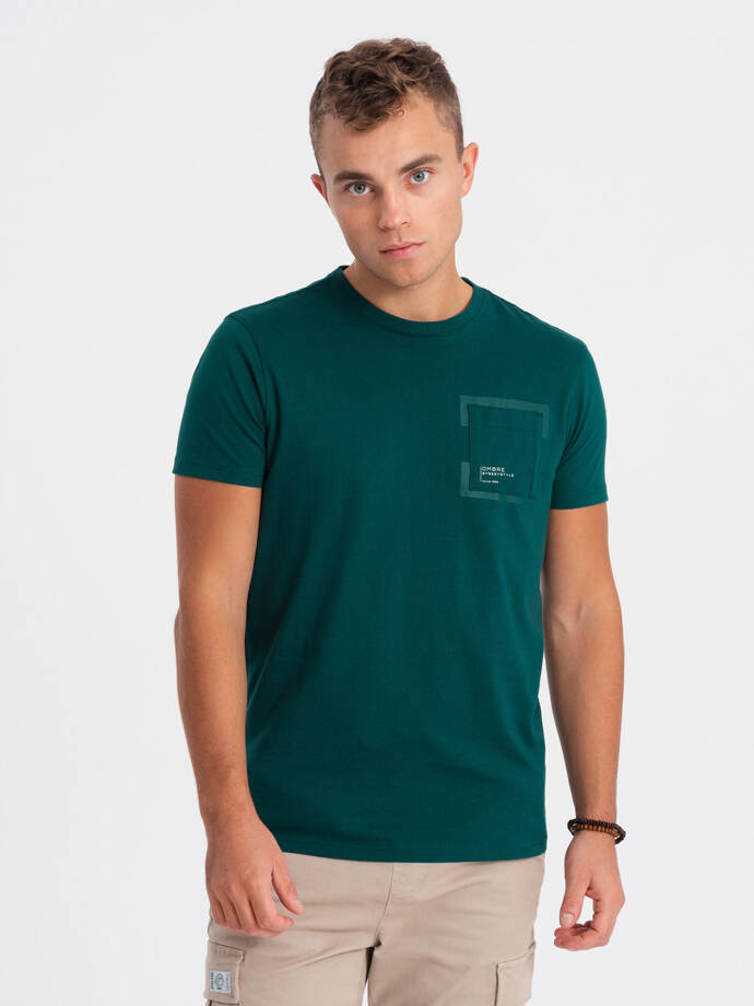Men's cotton t-shirt with pocket - marine V5 OM-TSPT-0154
