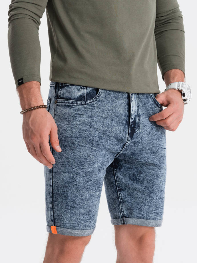 Men's denim marbled shorts - blue V1 OM-SRDS-0117