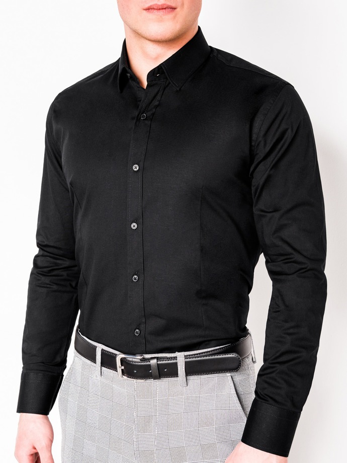 Men's elegant shirt with long sleeves K219 - black