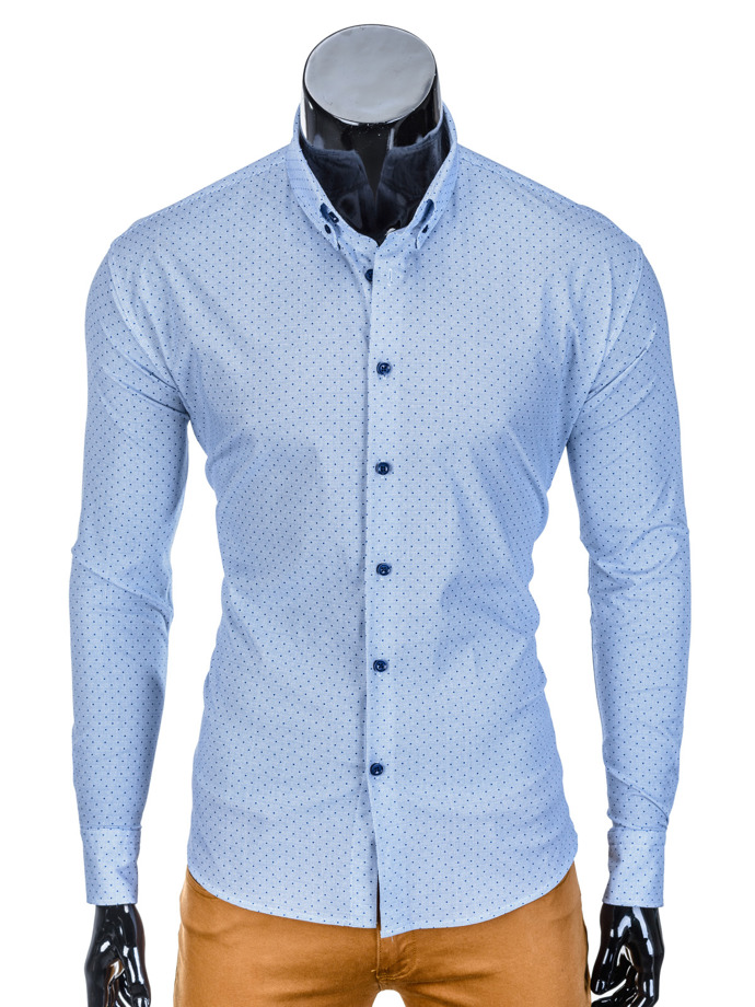 Men's elegant shirt with long sleeves K392 - blue