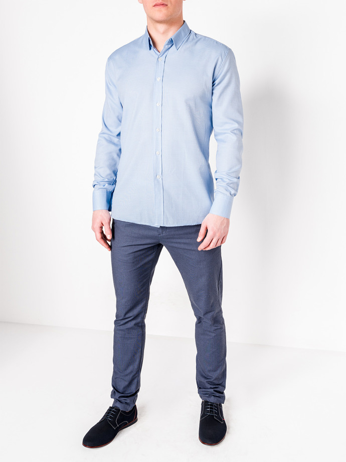 Men's elegant shirt with long sleeves K408 - light blue