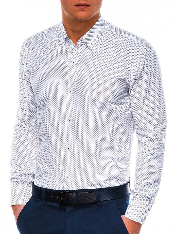 Men's elegant shirt with long sleeves K479 - white/red