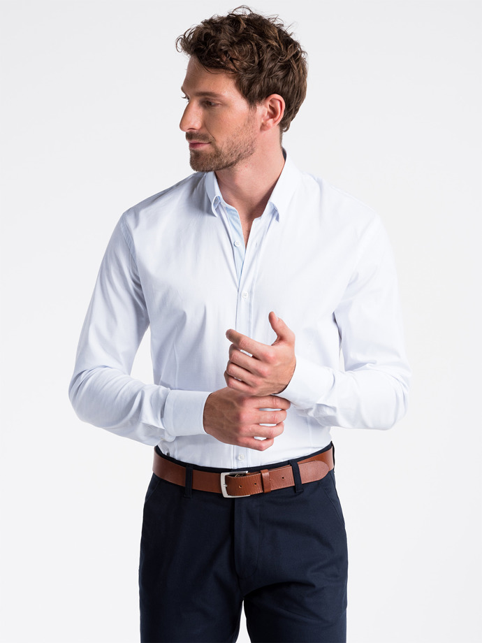 Men's elegant shirt with long sleeves K496 - white | MODONE wholesale ...