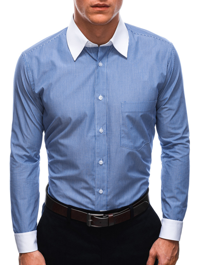 Men's elegant shirt with long sleeves K659 - blue