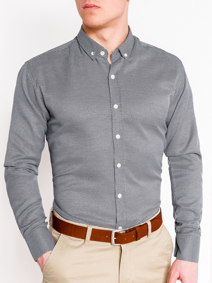 Men's elegant shirt with long sleeves - black K401