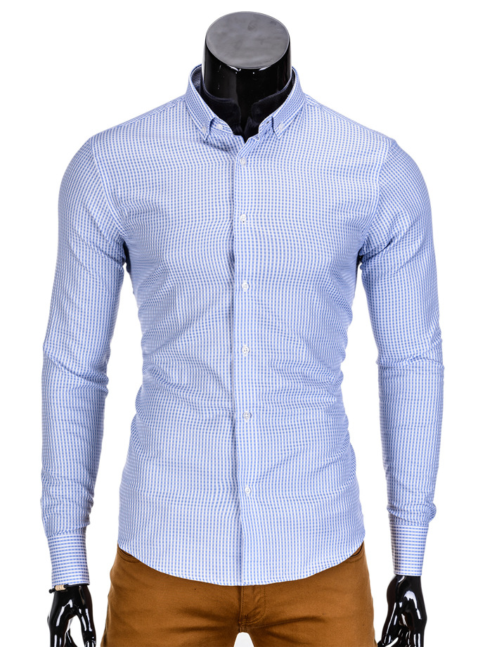 Men's elegant shirt with long sleeves - light blue K351