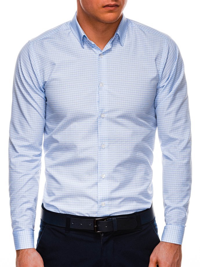 Men's elegant shirt with long sleeves - light blue K522