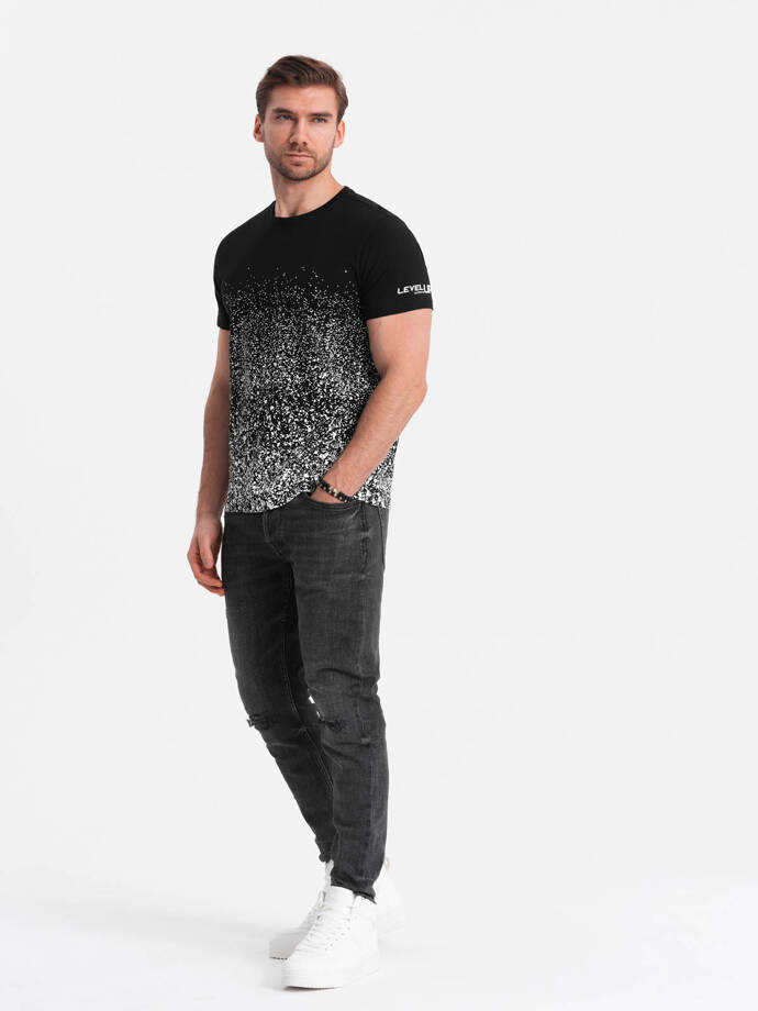 Men's gradient print cotton t-shirt - black V2 OM-TSPT-22SS-001