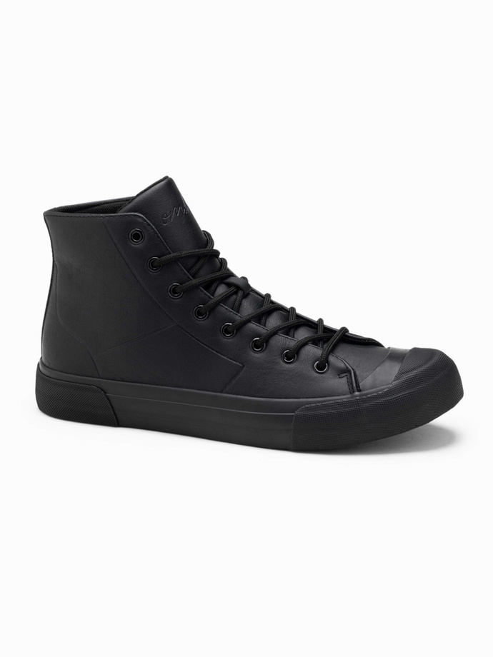 Men's high-top sneakers with rubber toe - black V6 OM-FOSH-0138