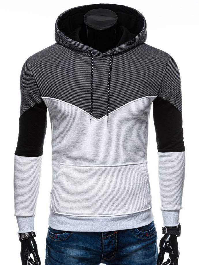 Men's hoodie B1166 - dark grey/white