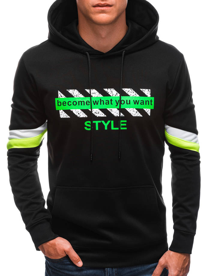 Men's hoodie B1497 - black/green
