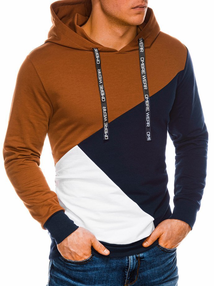 Men's hoodie - navy/brown B1050