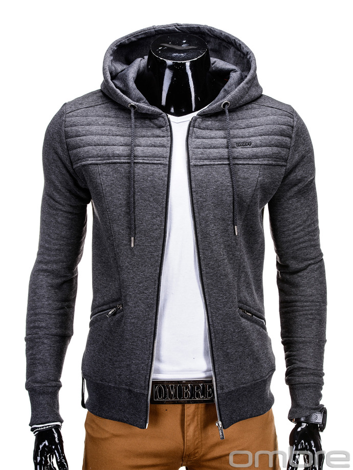 Men's hoodie with zipper B550 - dark grey