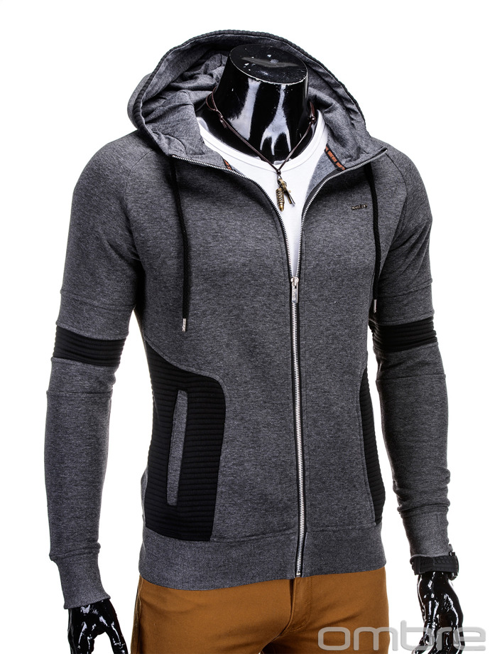 Men's hoodie with zipper B553 - dark grey
