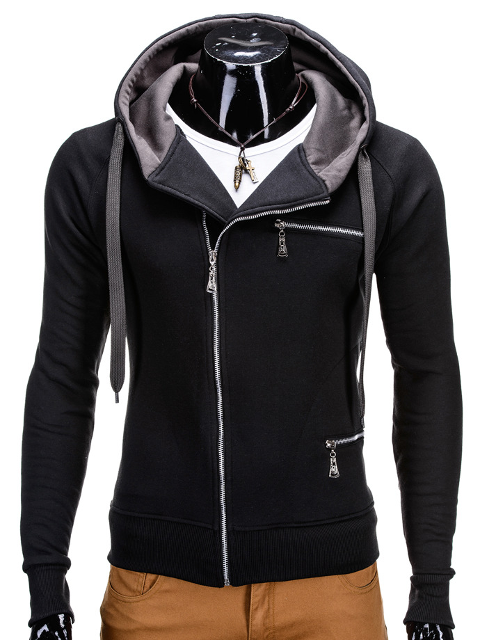 Men's hoodie with zipper B595 - black