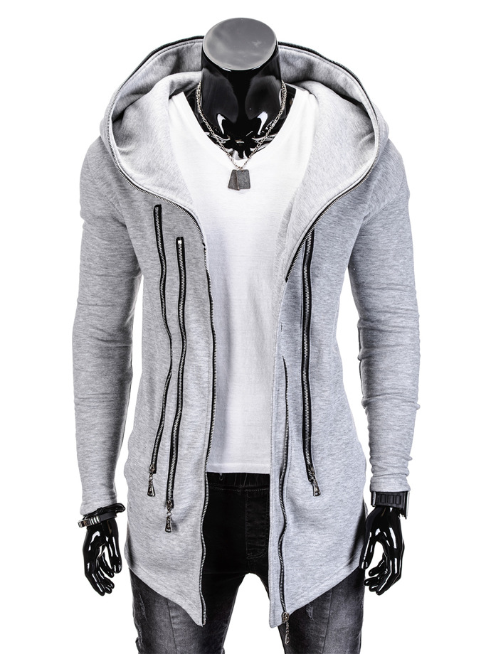 Men's hoodie with zipper B689 - grey