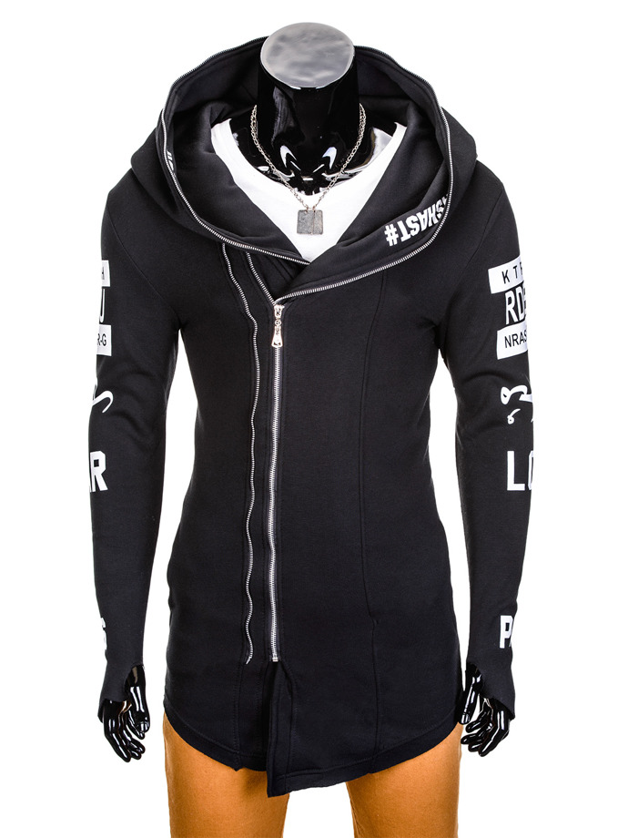Men's hoodie with zipper B690 - black