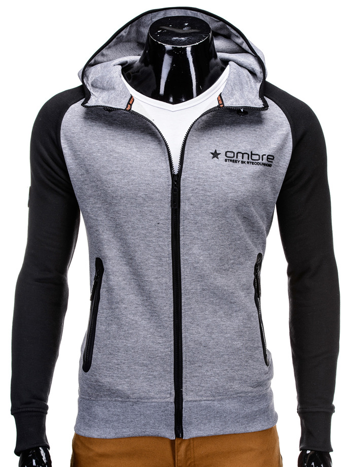 Men's hoodie with zipper - grey B558