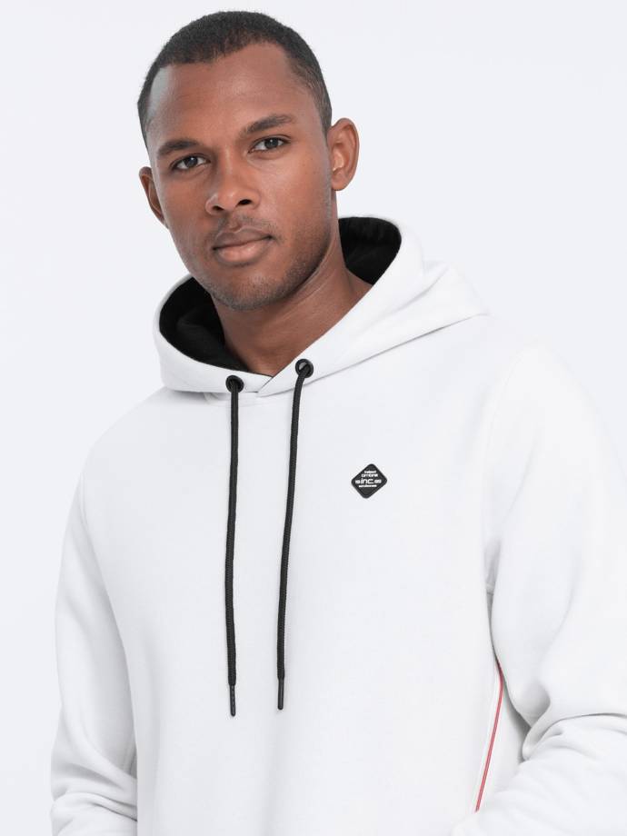 Men's hoodie with zippered pocket - white V3 OM-SSNZ-22FW-006