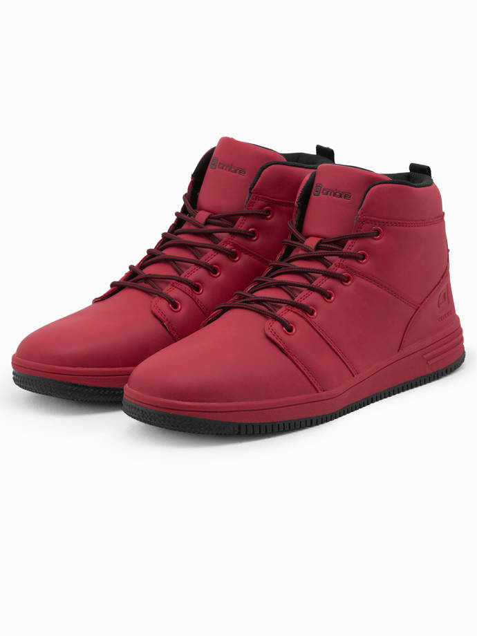 Men's insulated ankle sneakers boots - red V1 OM-FOSH-0123