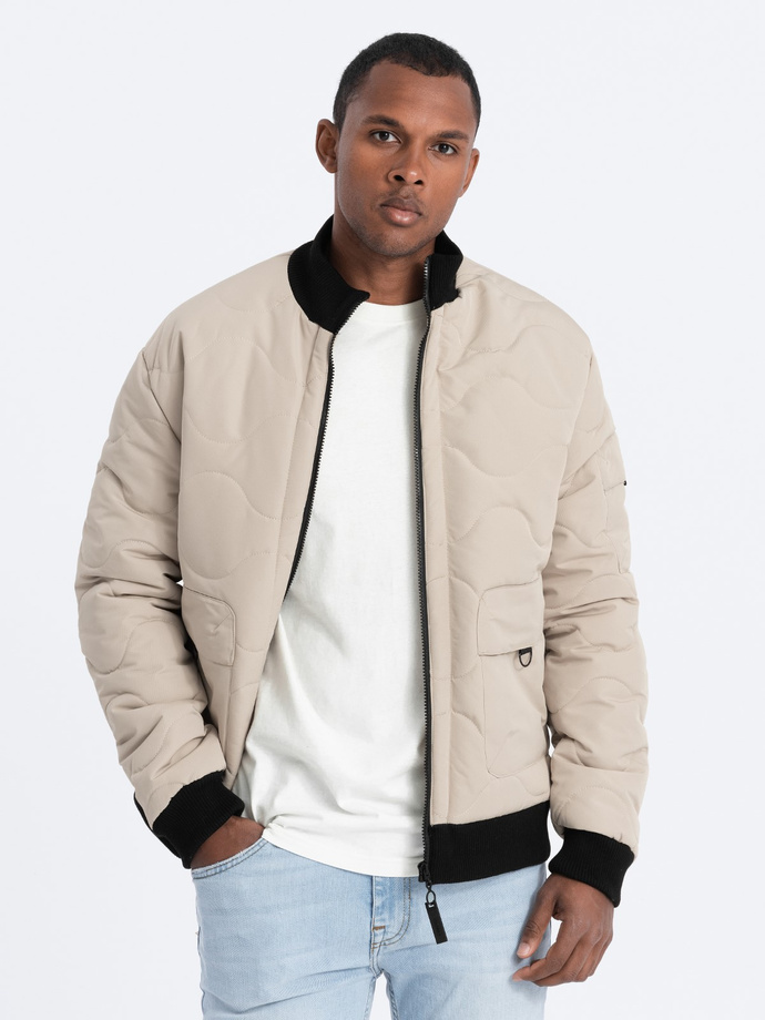 Beige bomber jacket mens best sale