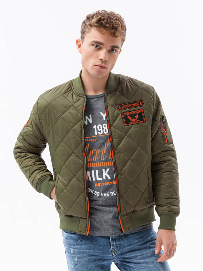 Men's insulated bomber jacket - olive V1 C357