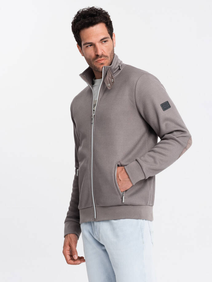 Men's jacket with high collar and fleece interior - ash V2 OM-JANP-0154