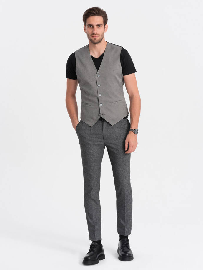 Men's jacquard casual vest without lapels - gray V2 OM-BLZV-0111