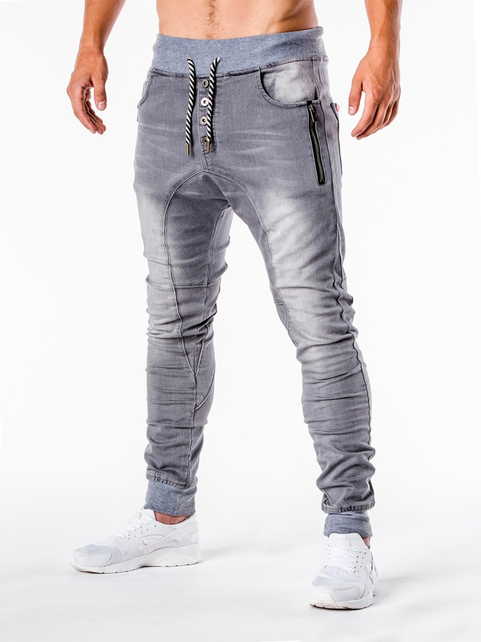 Men's jeans joggers P198 - grey