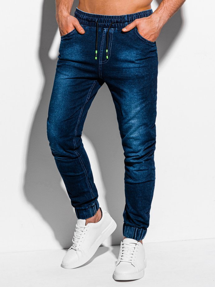 Men's jeans joggers P964 - dark blue