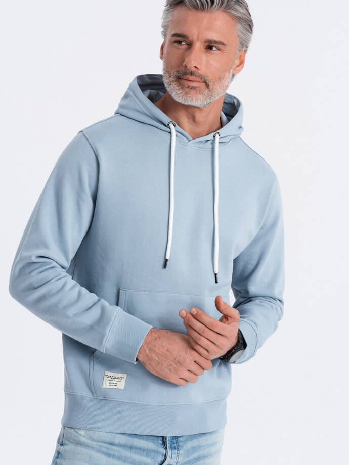 Men's kangaroo sweatshirt with hood - blue V7 OM-SSBN-0177