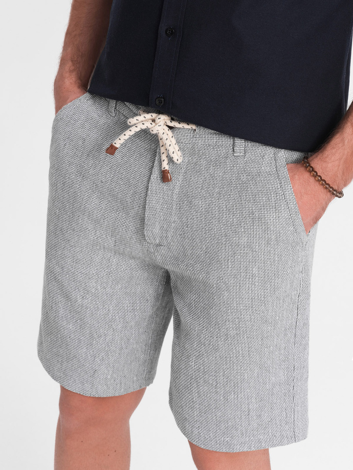 Men's knit shorts in linen and cotton - gray V1 OM-SRCS-0130