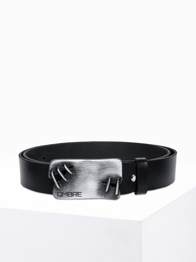 Men's leather belt - black A258