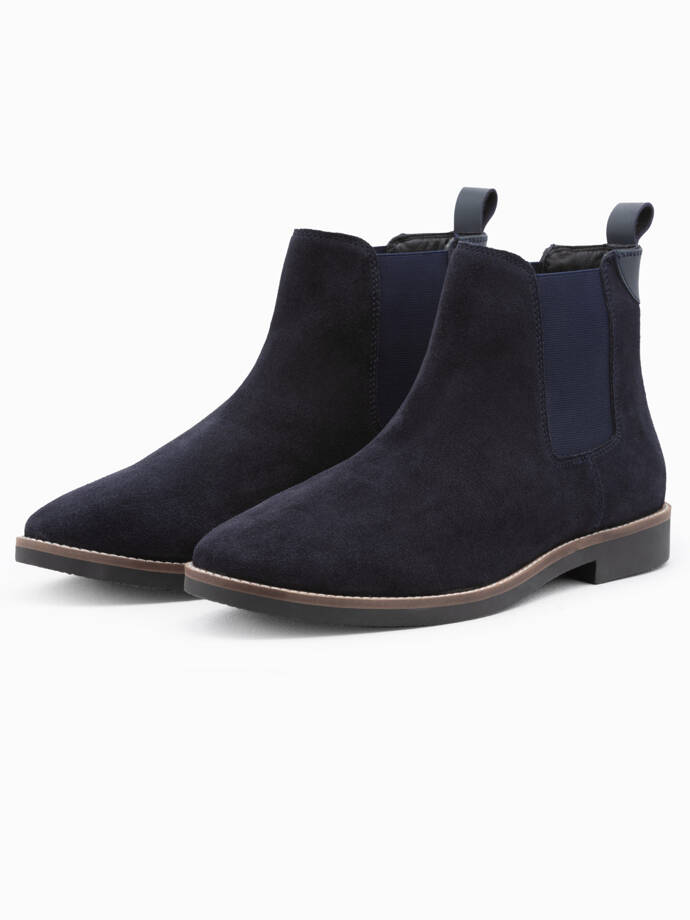 Men's leather boots - navy blue V3 OM-FOCS-0134