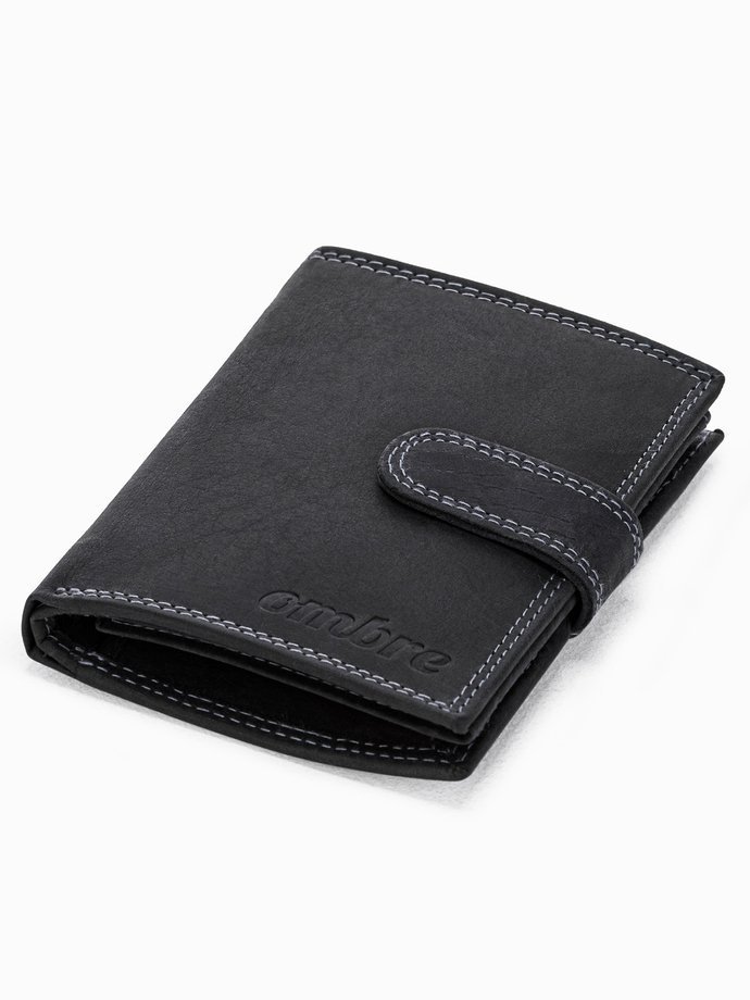 Men's leather wallet - black A345