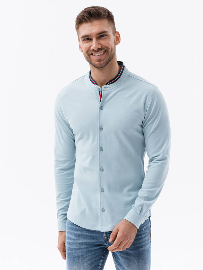 Men's long sleeve knit shirt - blue V3 K542