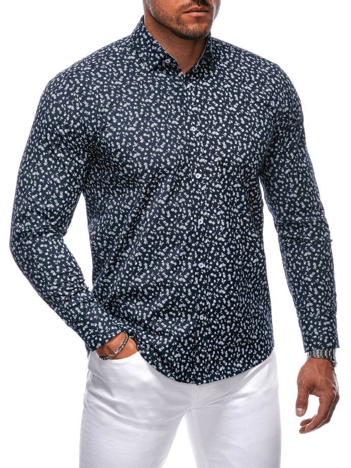 Men's long sleeve shirt K680 - navy blue