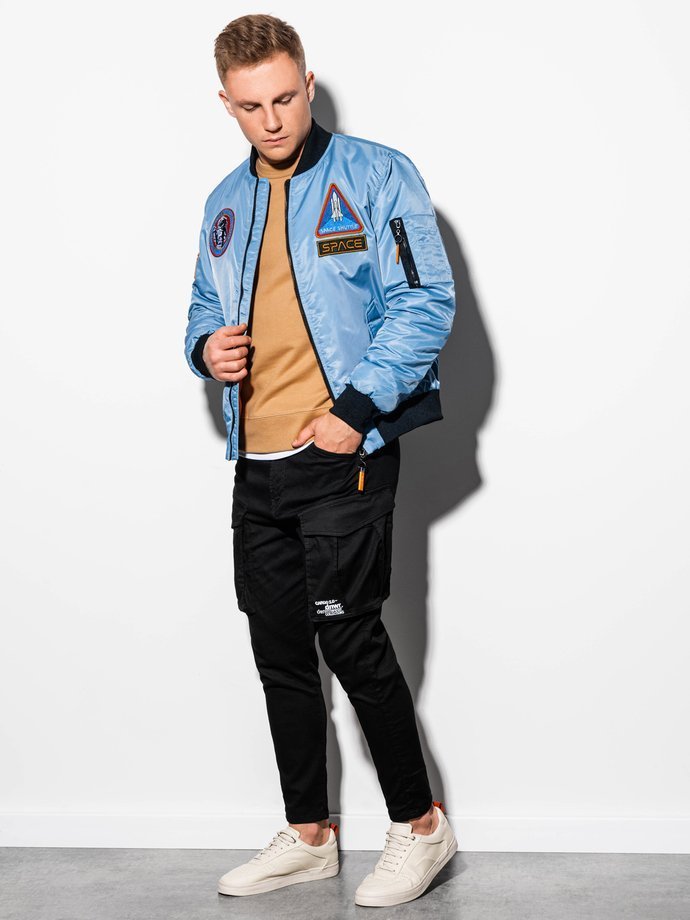 Men's mid-season bomber jacket - light blue C351