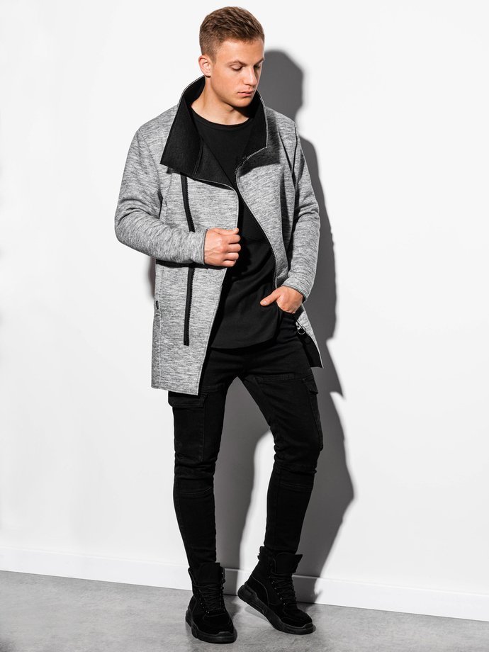 Men's mid-season coat - grey C442