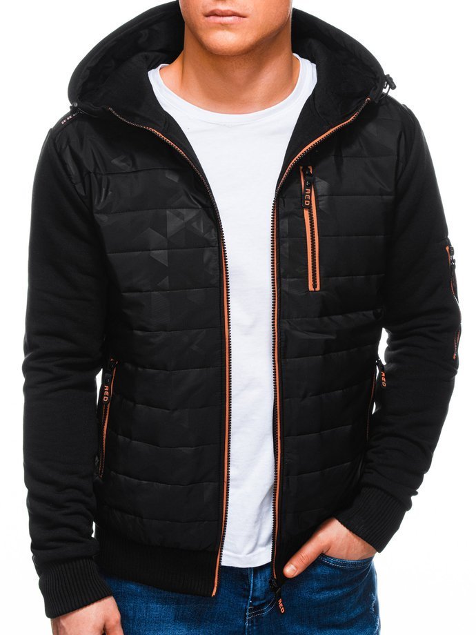 Men's mid-season jacket B1239 - black/orange