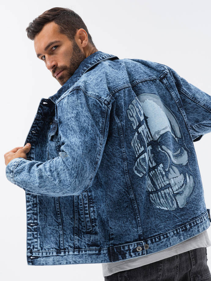 Men's mid-season jeans jacket - indigo C525