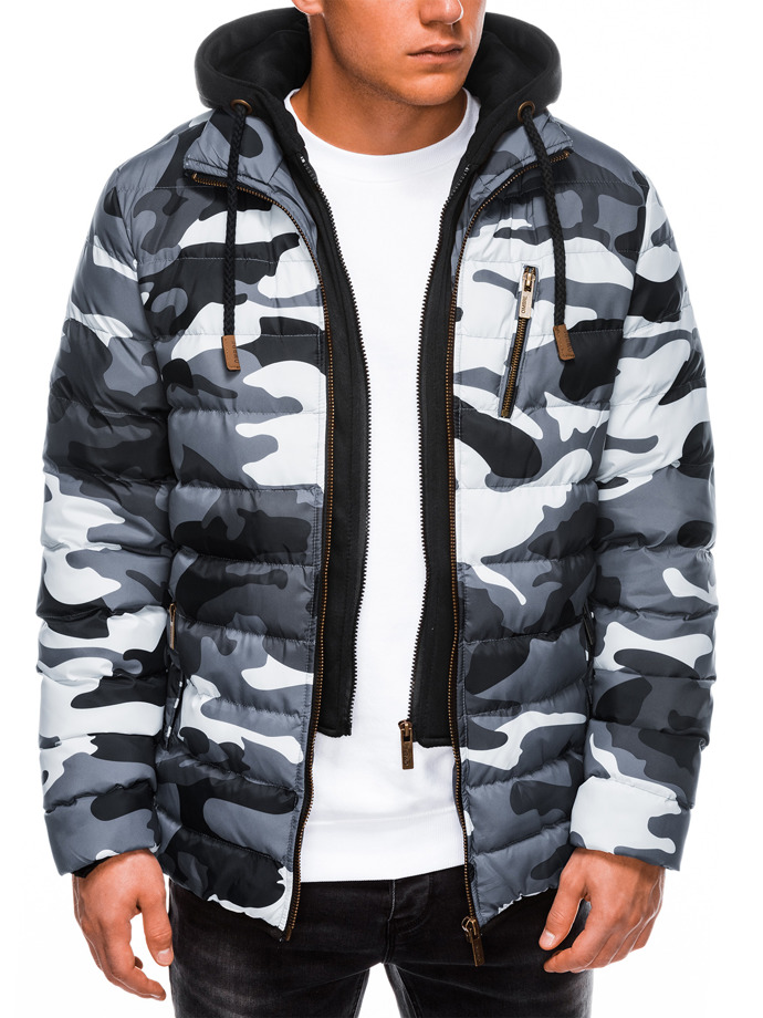 Men's mid-season quilted jacket C384 - grey/camo | MODONE wholesale ...