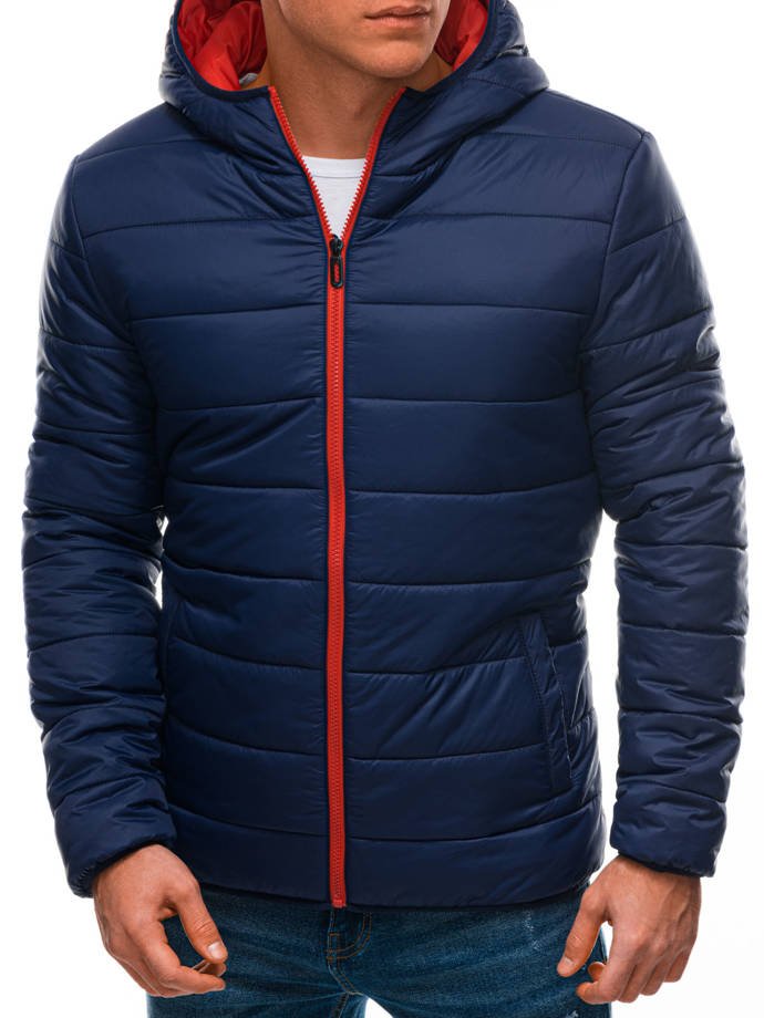 Men's mid-season quilted jacket C527 - dark blue