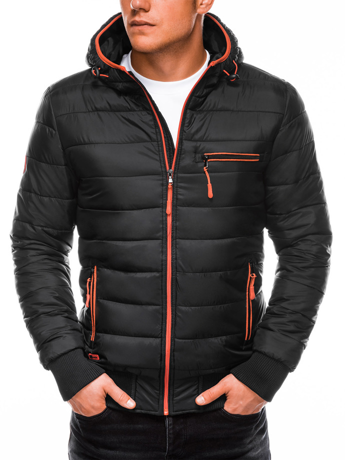 Men's mid-season quilted jacket - black C353