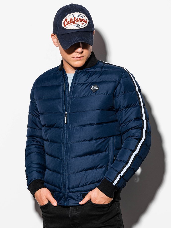 Men's mid-season quilted jacket - navy C416