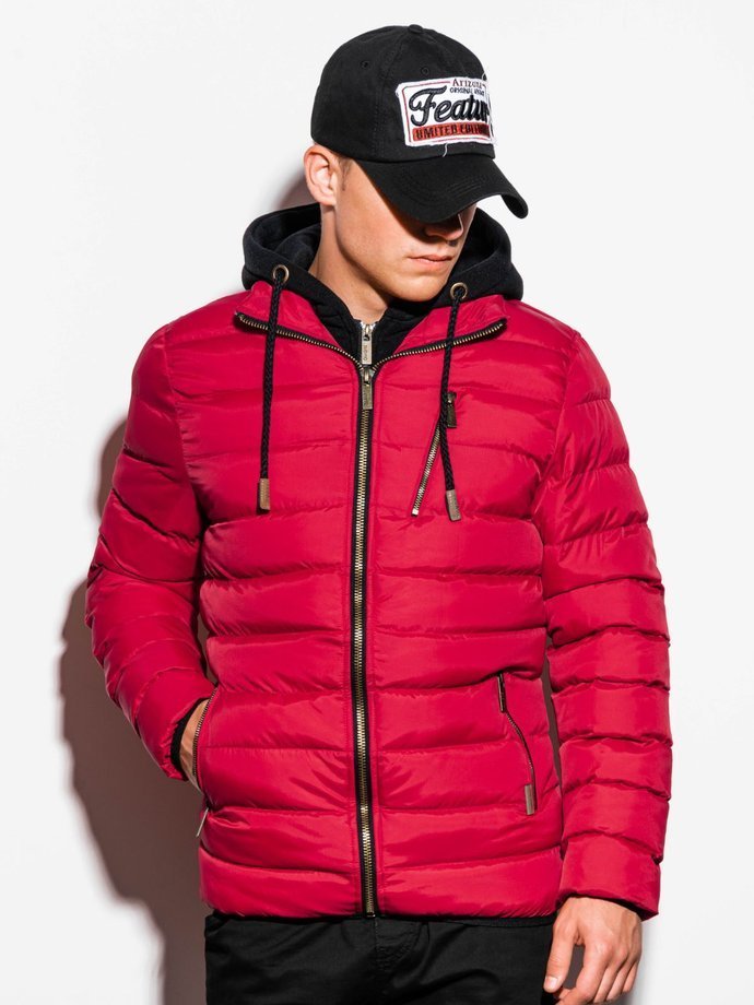 Men's mid-season quilted jacket - red C384