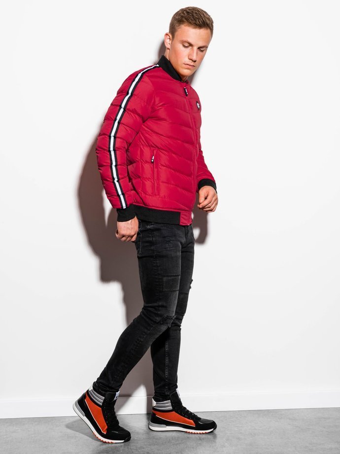 Men's mid-season quilted jacket - red C416