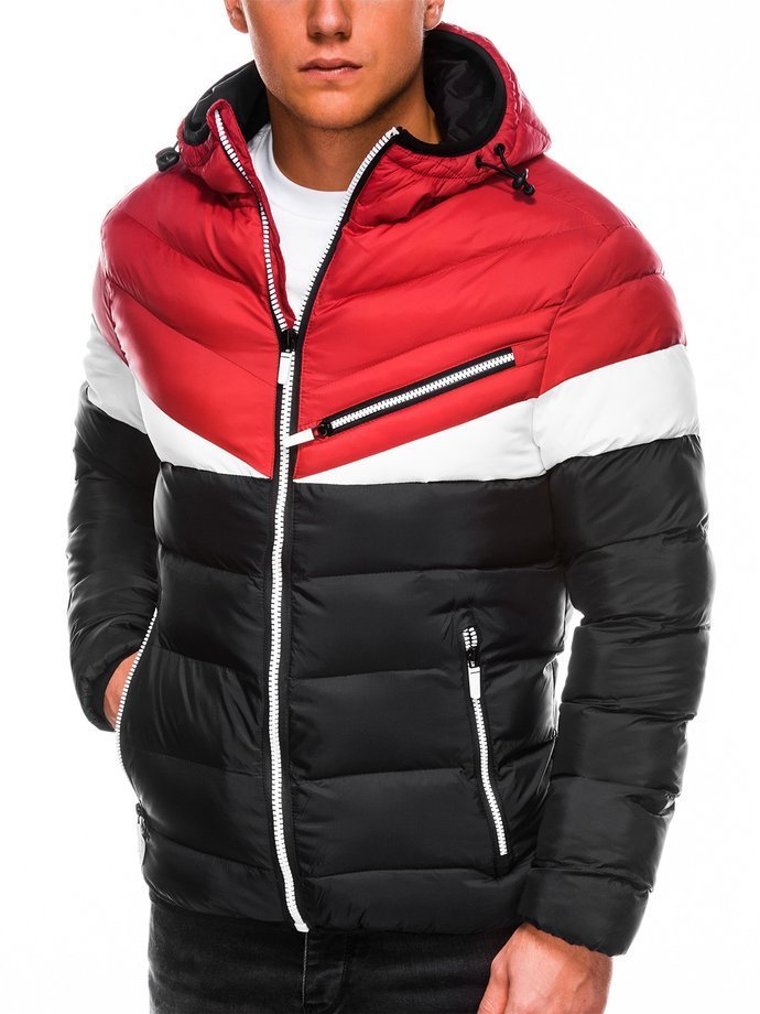 Men's mid-season quilted jacket - red C434